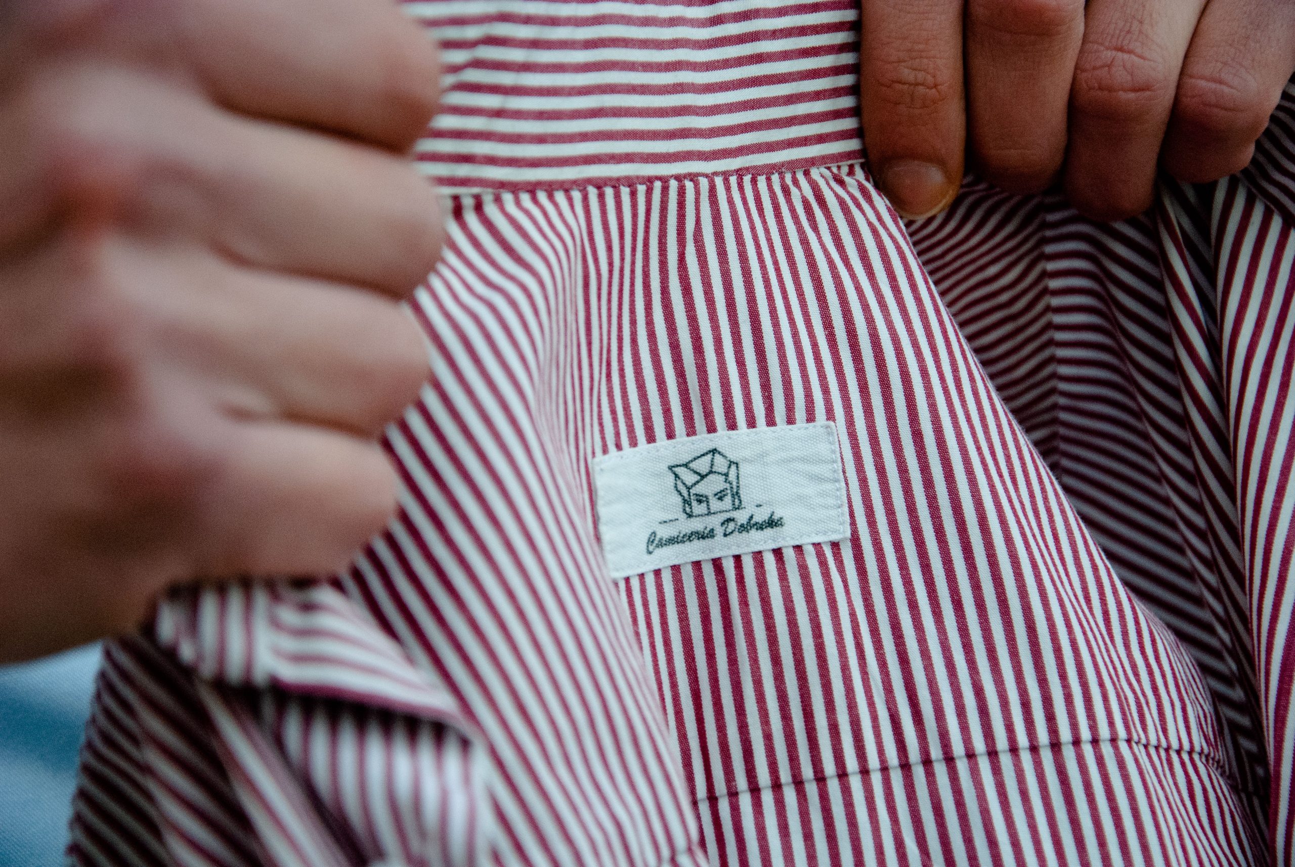 Camicia su misura a righe bianche e rosse